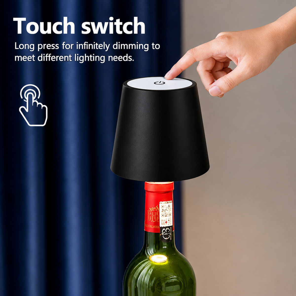 Touch-Control LED Ambient Bottle Lamp – Rechargeable Mood Light