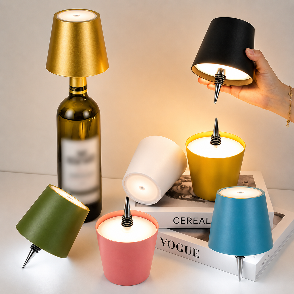 Touch-Control LED Ambient Bottle Lamp – Rechargeable Mood Light