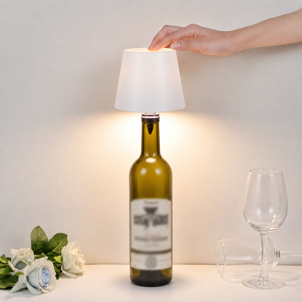Touch-Control LED Ambient Bottle Lamp – Rechargeable Mood Light