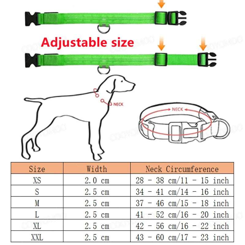 LED Rechargeable Dog Collar with 3 Light Modes