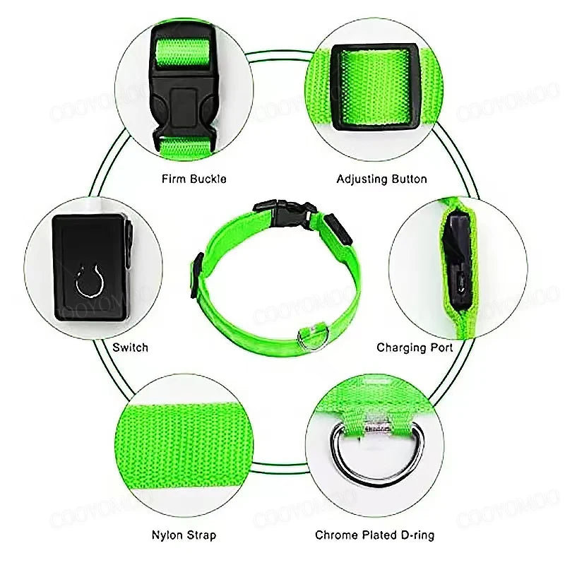 LED Rechargeable Dog Collar with 3 Light Modes