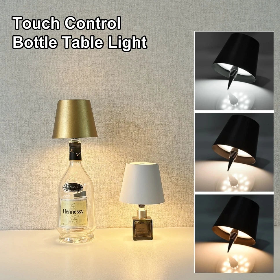 Touch-Control LED Ambient Bottle Lamp – Rechargeable Mood Light