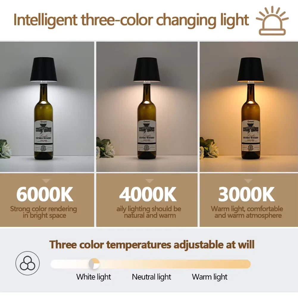 Touch-Control LED Ambient Bottle Lamp – Rechargeable Mood Light