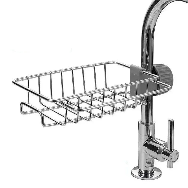 Stainless Steel Faucet Storage Rack – Sponge & Soap Organizer
